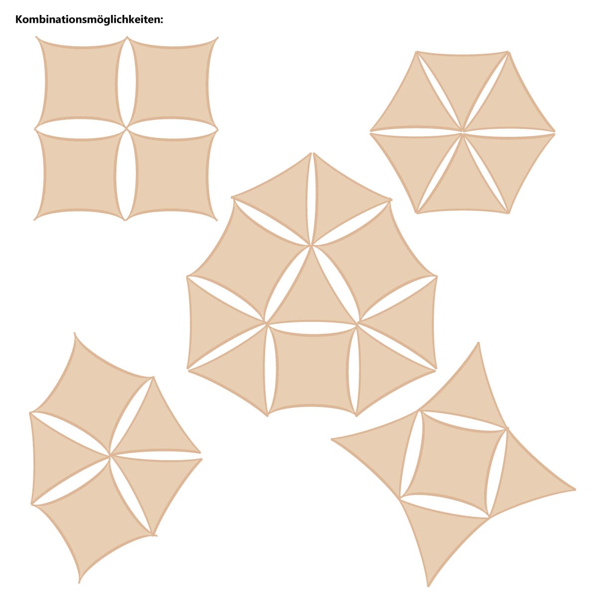 UPF50+ Sonnensegel 3x3 Polyester Quadratisch Wasserabweisend Garten Balkon Beige