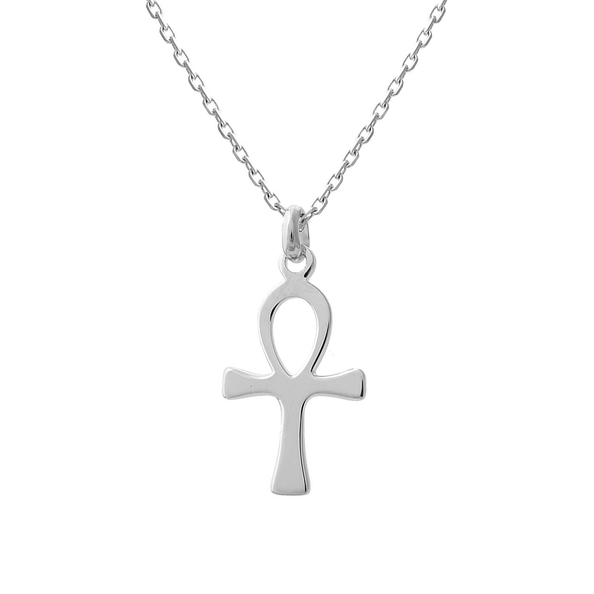 Collier croix Ankh croix de vie égyptienne Argent 925 Rhodié