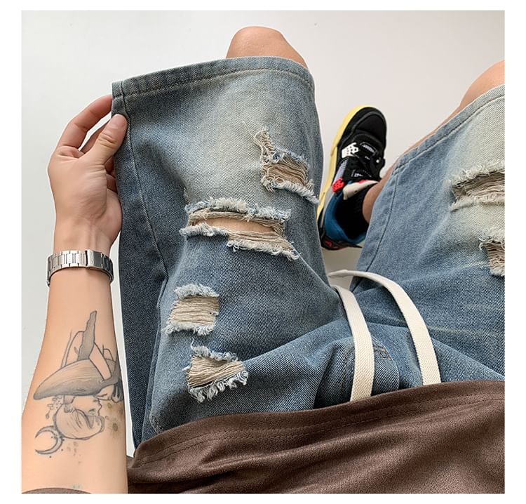 emeisa - Denim shorts met trekkoord in de taille en wijde pijpen