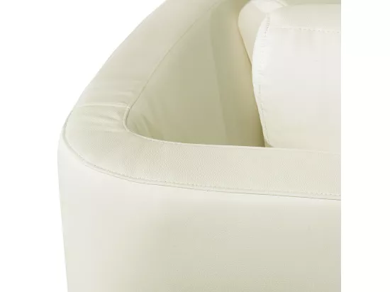 Canapé circulaire modulable en cuir vrai et PU beige crème ROTUNDE