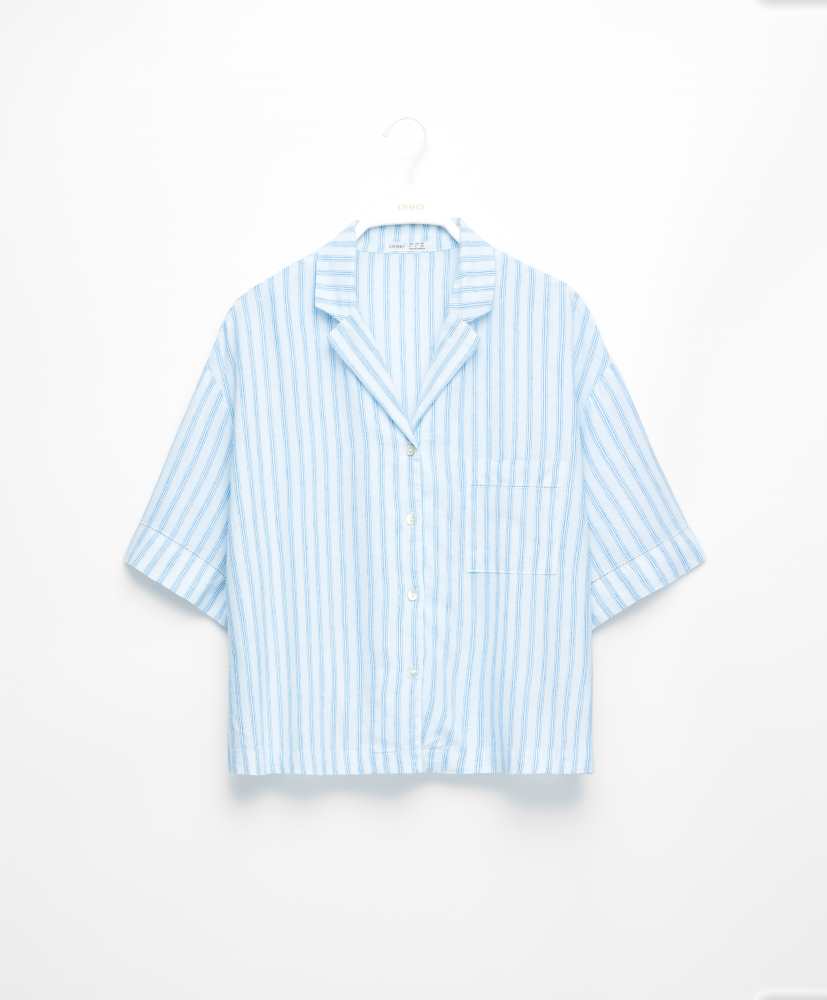 Camisa de linho de manga curta