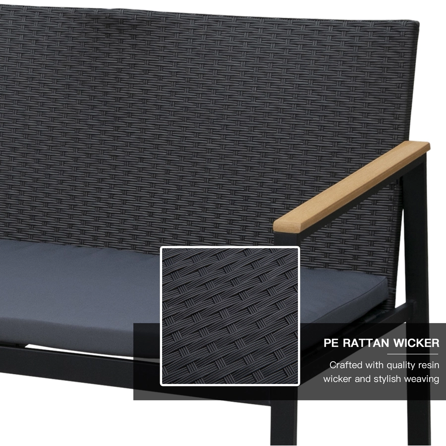 Outsunny Polyrattan Sitzgruppe als 4-teiliges Set schwarz, grau