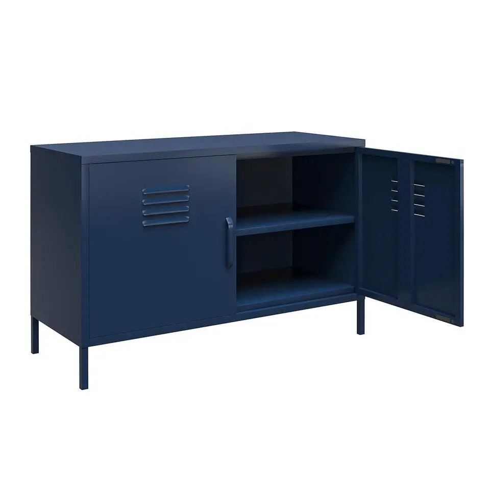 Bradford - Kledingkast met 2 marineblauwe metalen deuren