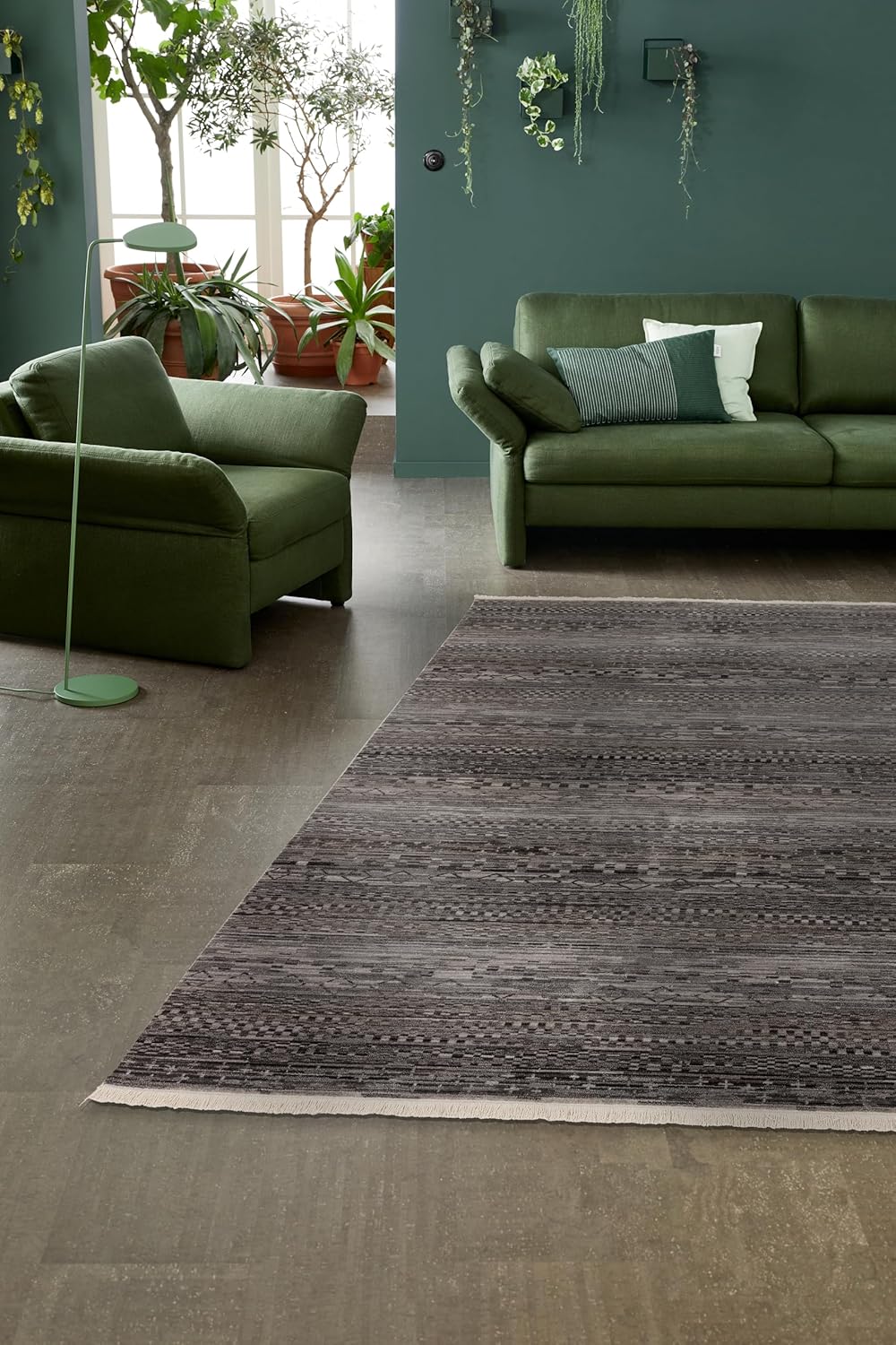 Schöner Wohnen Kollektion Teppich Wohnzimmer Schlafzimmer Esszimmer - Mystik - Kurzflorteppich pflegeleicht - Design Teppiche modern - dunkelgrau 70 x 140 cm