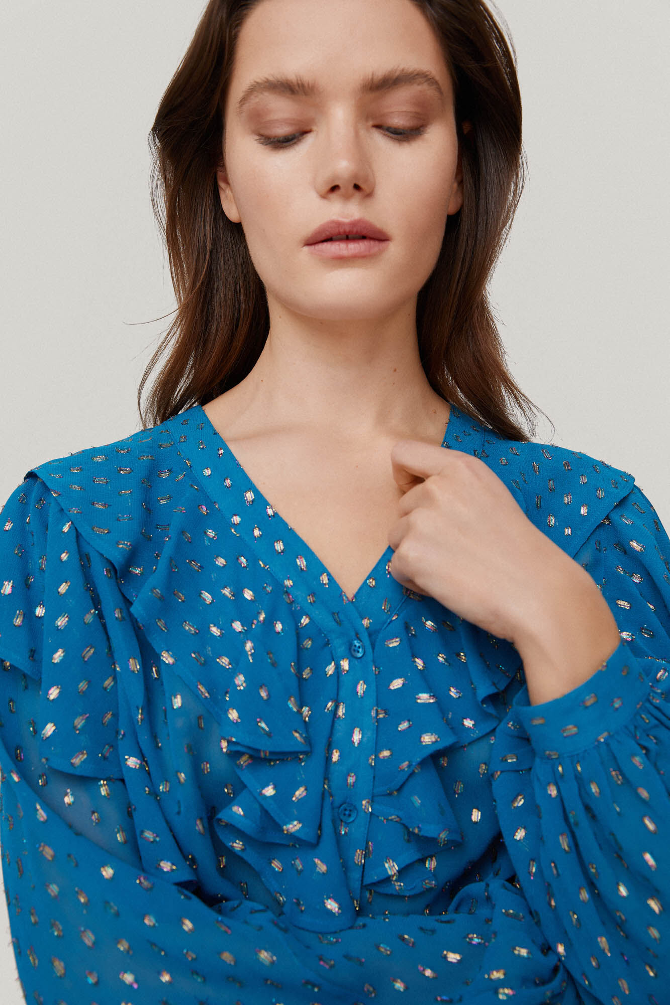 Blusa com detalhes em lurex - Turquesa