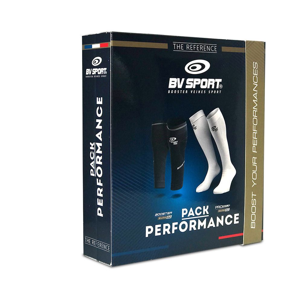 BV Sport PACK PERFORMANCE ELITE - Manchons + Chaussettes noir/blanc