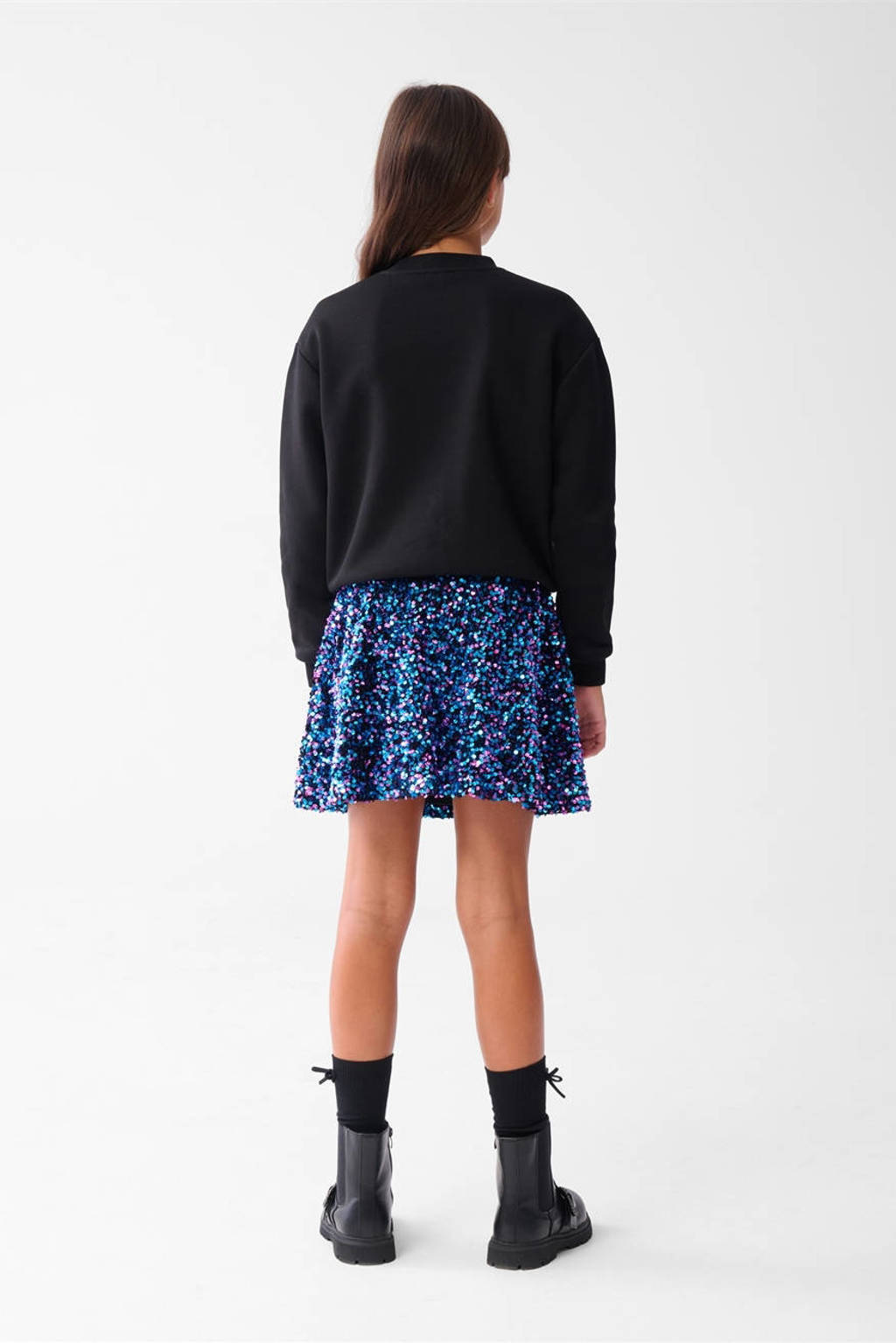 Shoeby strokenrok pailletten blauw