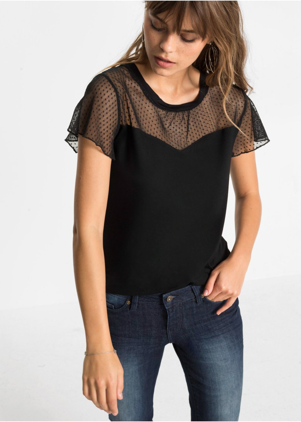 T-shirt extensible avec résille
