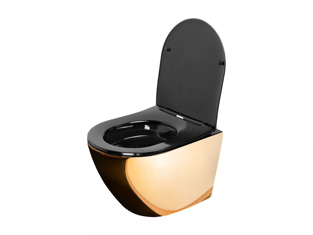 Cuvette Wc Suspendue Rea Carlo Mini Rimless Duropla/Flat/Zm Gold