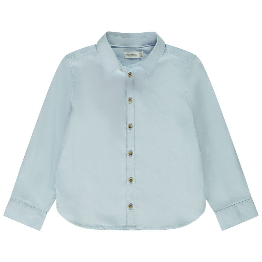 Chemise manches longues unie pour garçon - Bleu
