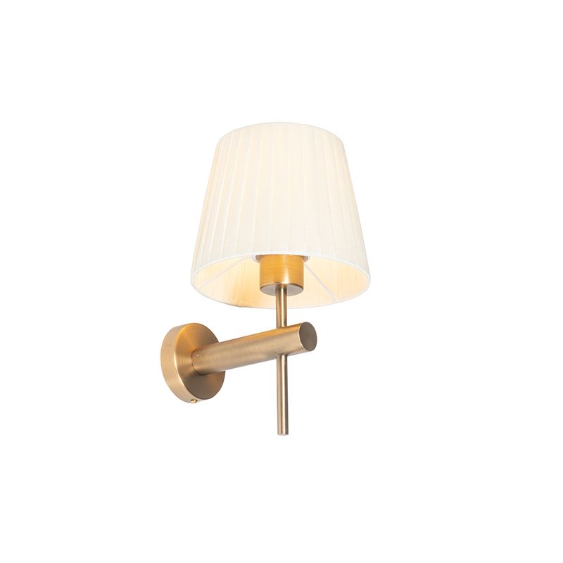 Moderne wandlamp brons met witte kap - Pluk