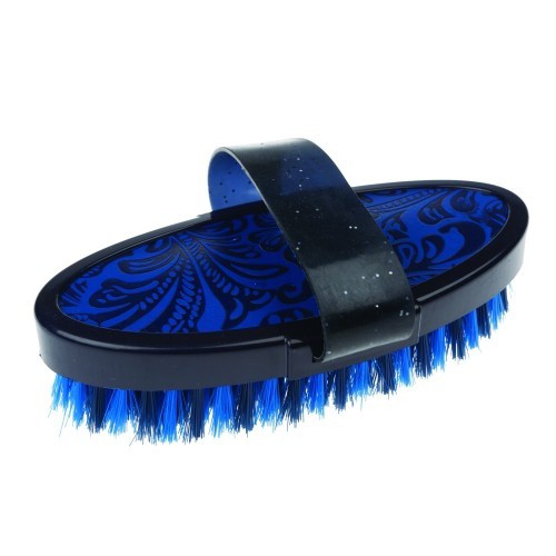 Escova de couro macio Roma para cavalos, azul