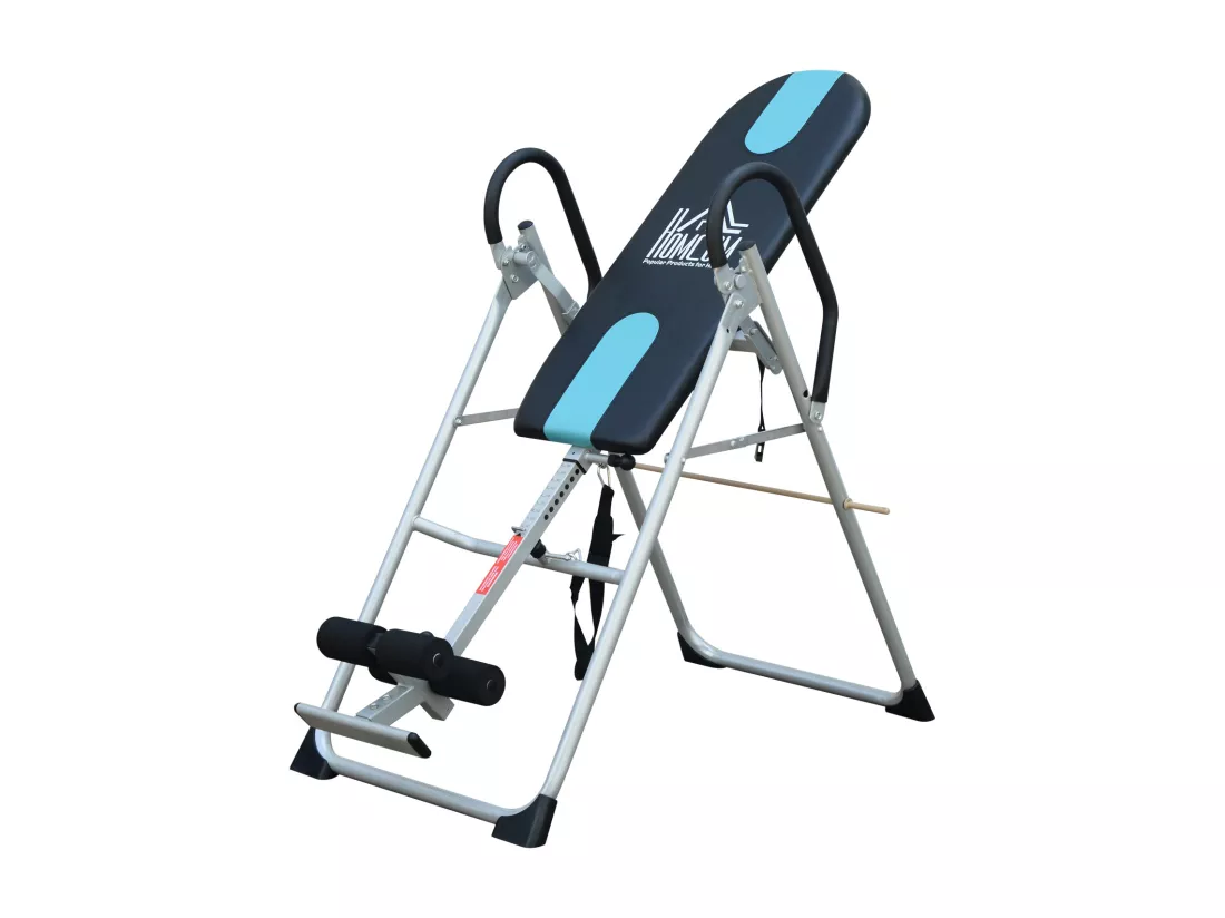 Table d'inversion de musculation pliable ceinture de sécurité réglable acier coloris argent noir