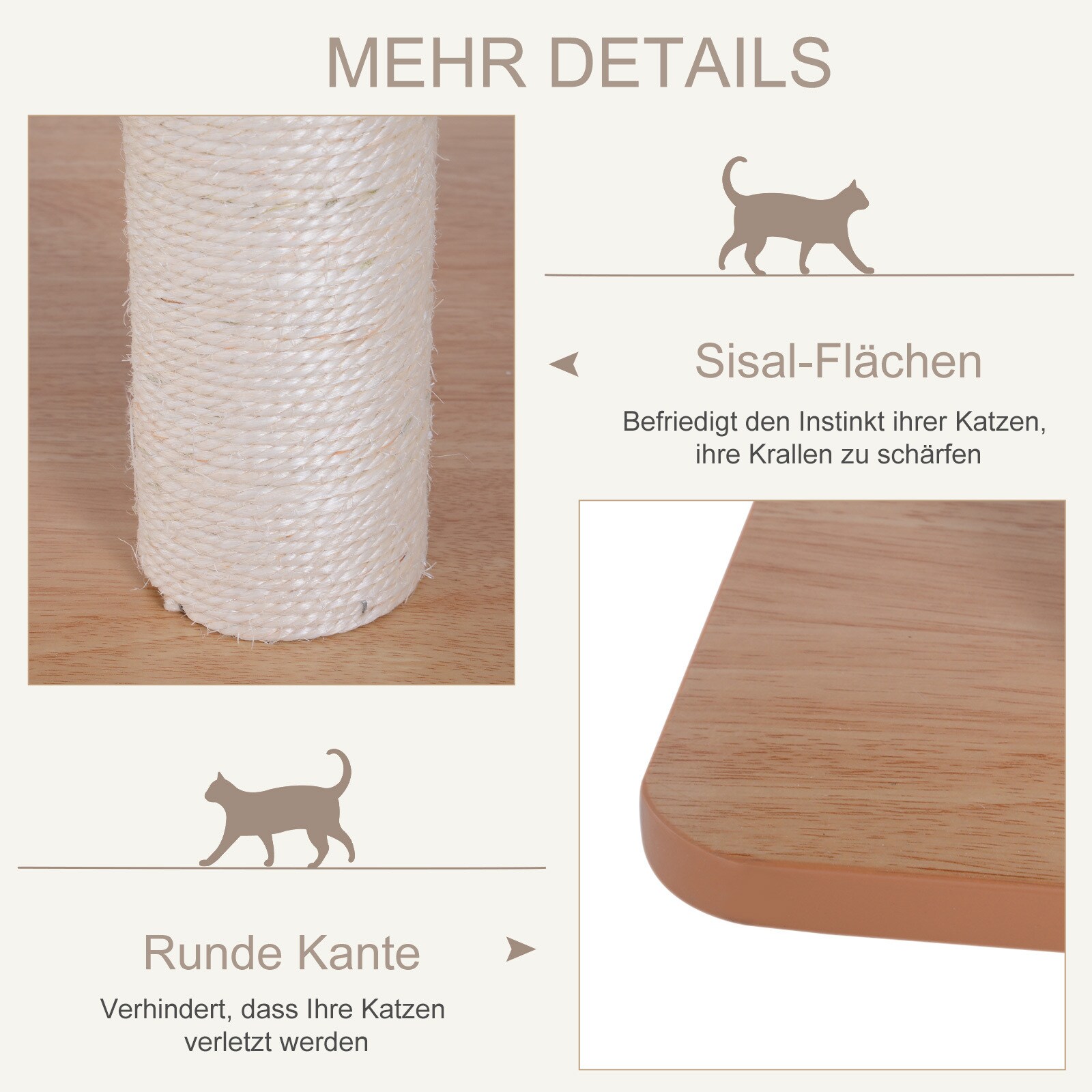 PawHut Katzenkratzbaum mit 4 Ebenen und einer Versteckbox 60 x 40 x 120 cm (LxBxH)