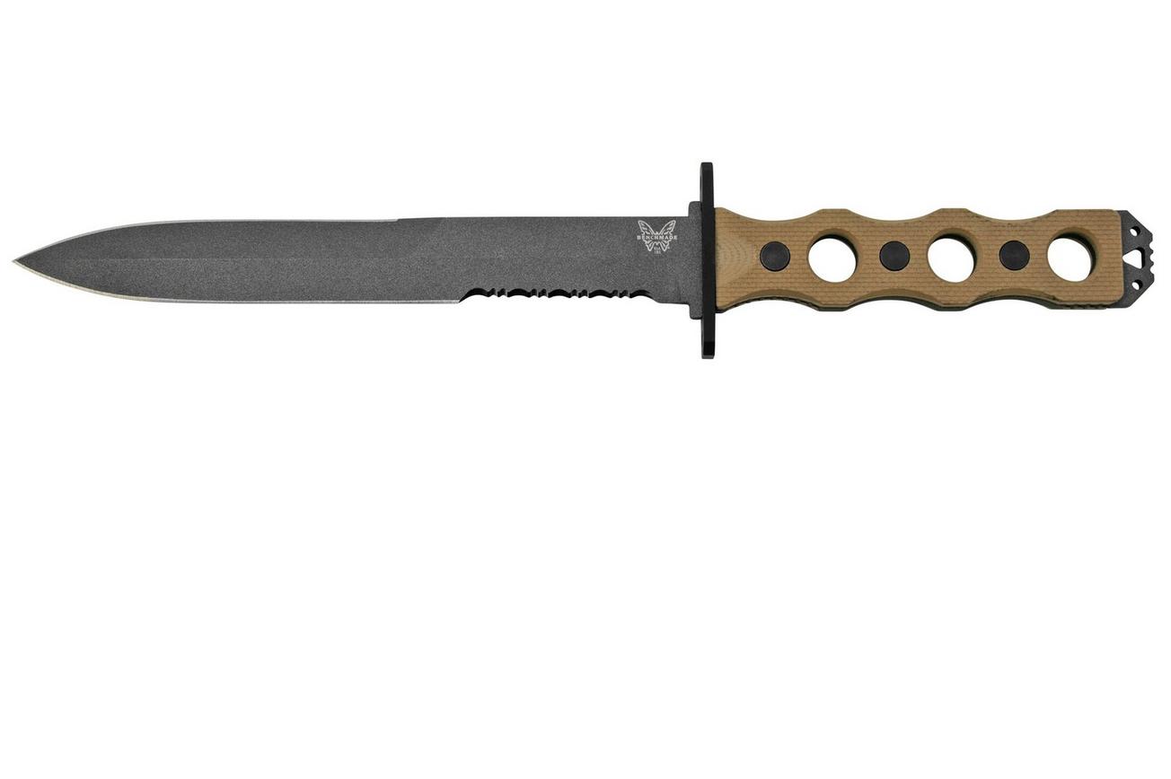 Benchmade SOCP Desert Tan 185SBK-1, CPM-3V Serrated, vaststaand mes, Greg Thompson design