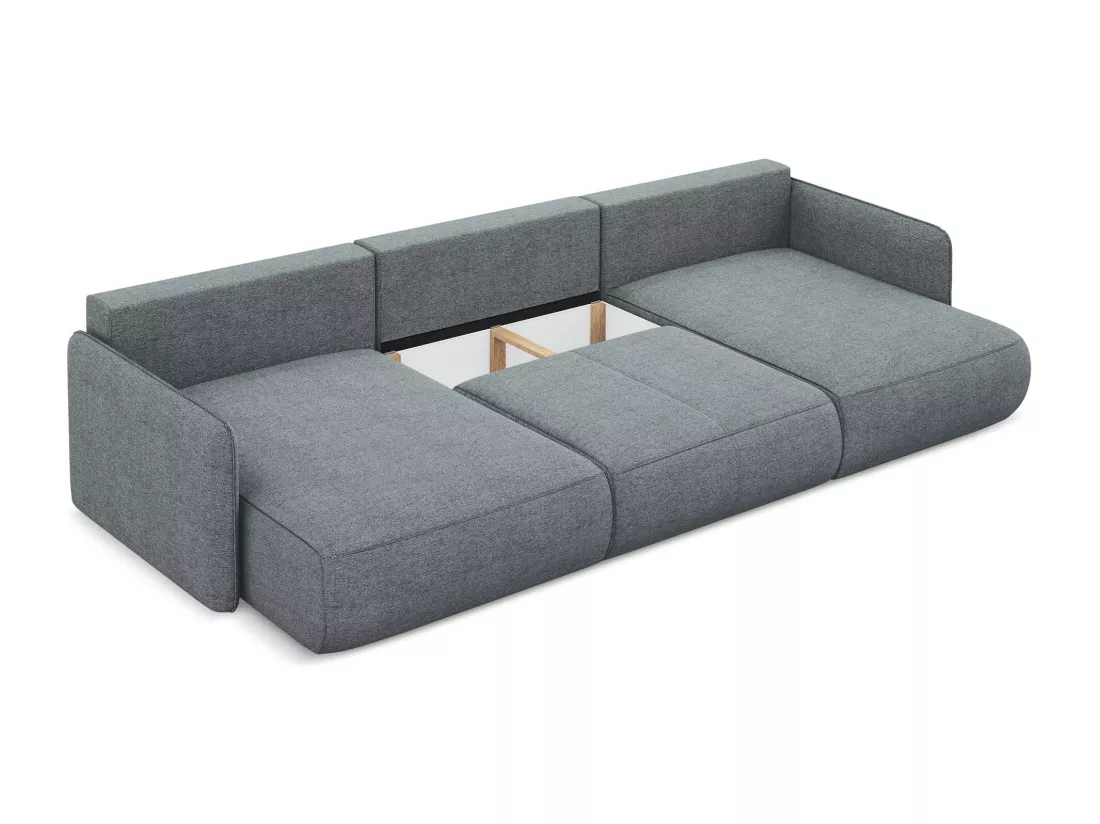 Canapé d'angle panoramique convertible en tissu chenille - jeans - NANEA