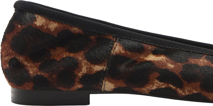 MANGO Leather leopard ballerina Black