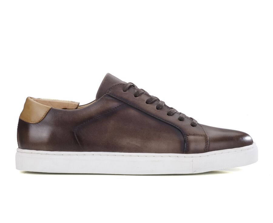 Sneakers homme cuir Chocolat patiné - INGLEWOOD