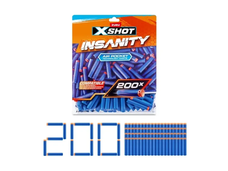 XSHOT 36624, Genopfyldning, 8 År, 200 stk, Flerfarvet