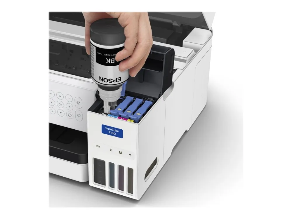 Epson SureColor SC-F100 - Printer - farve - farvesublimering - A4 - 600 x 1200 dpi - kapacitet: 150 ark - Wi-Fi, USB 2.0, LAN