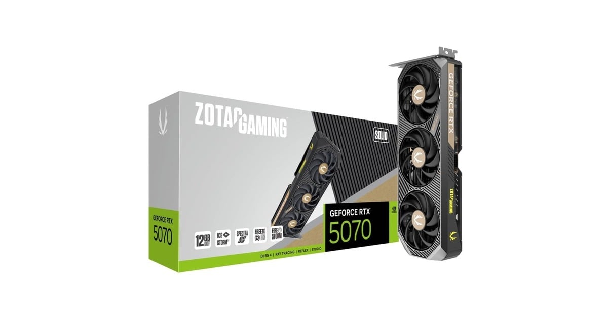 ZOTACGeForce RTX 5070 SOLID grafische kaart  (DLSS 4, 3x DisplayPort, 1x HDM)