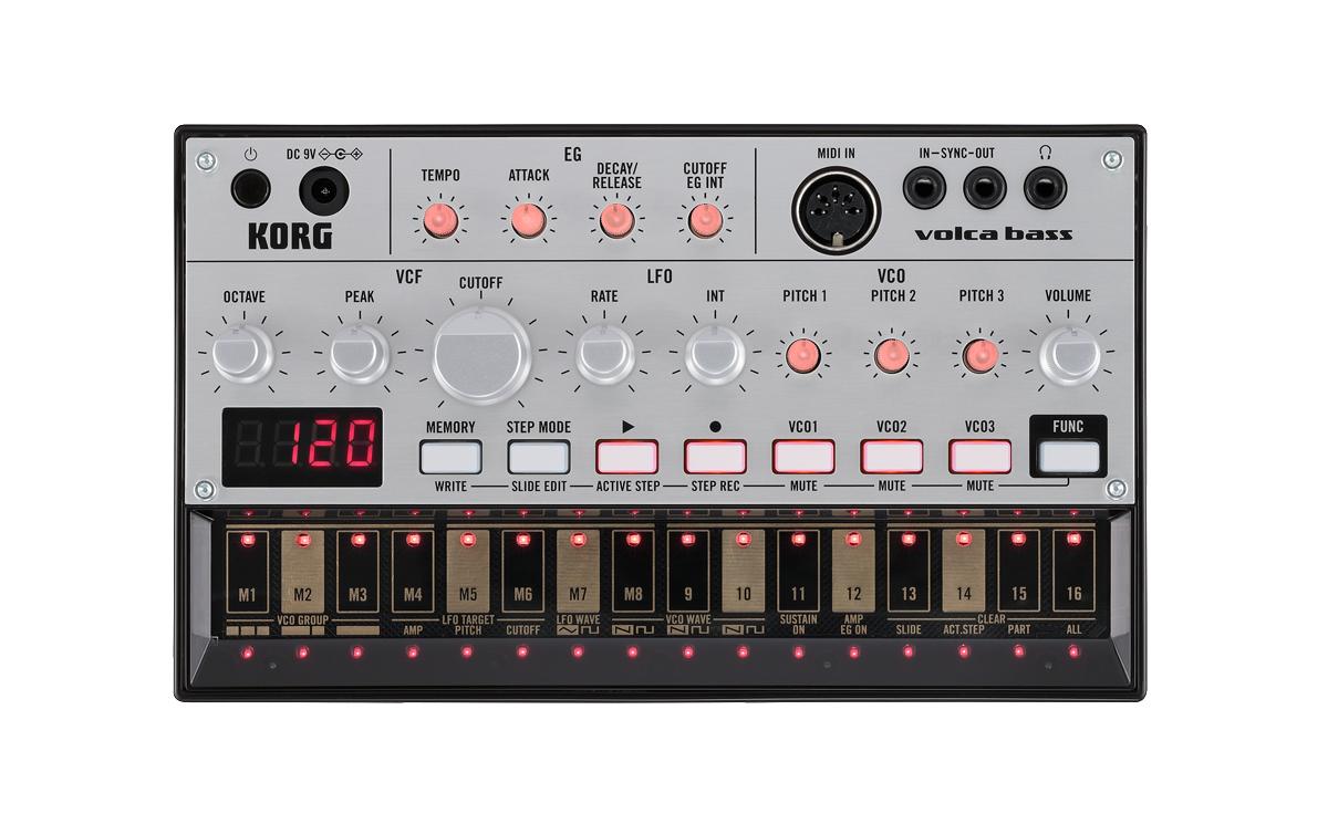 Synthesizer volca bass<br>Kraftvolle analoge Basssounds und Electribe-basierter Sequenzer für ultimative Basslines