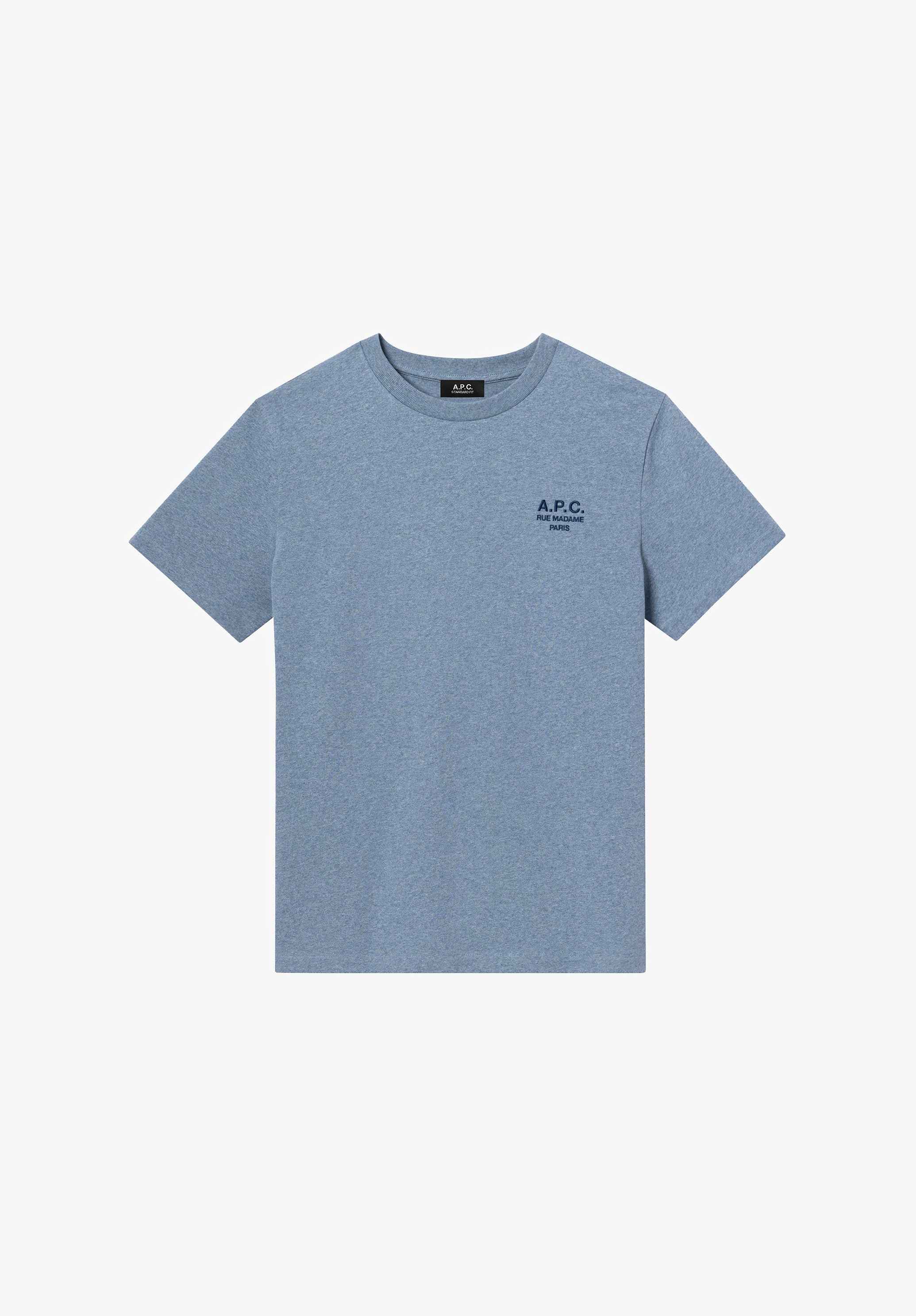 t-shirt standard rue madame GOTS - Bleu gris chine/bleu