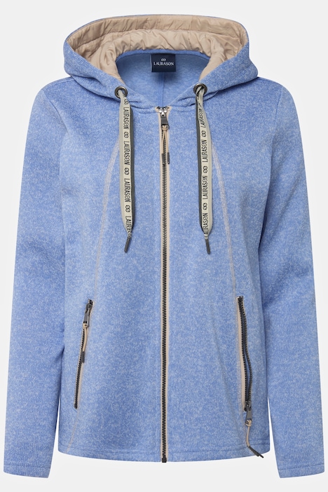 Strickfleece-Jacke, Kapuze, Zipptaschen