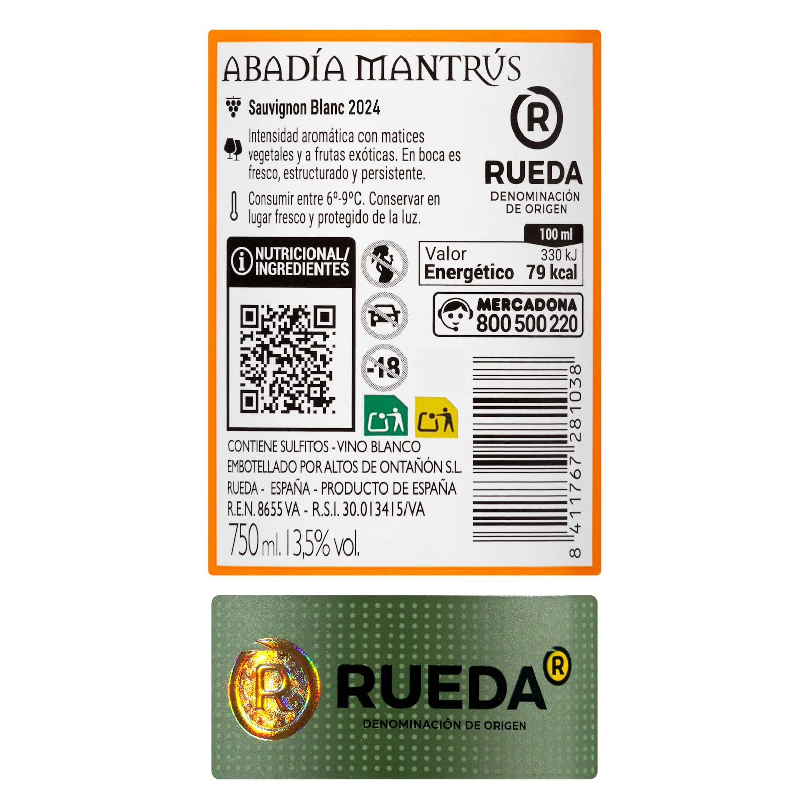 Vin blanc DO Rueda Abadía Mantrús Sauvignon Blanc