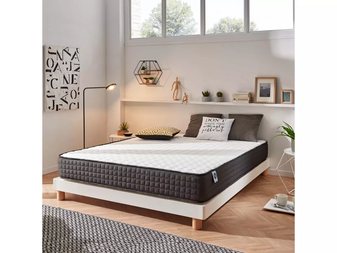 Naturalex - Matelas Titanium 160x200 cm - Mousse à mémoire de forme HR - Soutien Blue Latex - Très Épais 24 cm, 7 Zones, Antibactérien - Réversible été, hiver