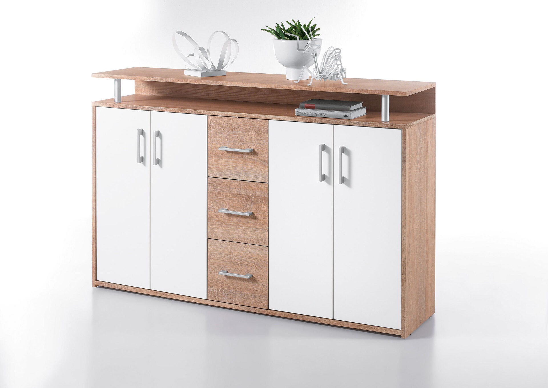 Highboard Drift Eiche Sonoma Nachbildung/Weiß 139 x 90 x 34 cm