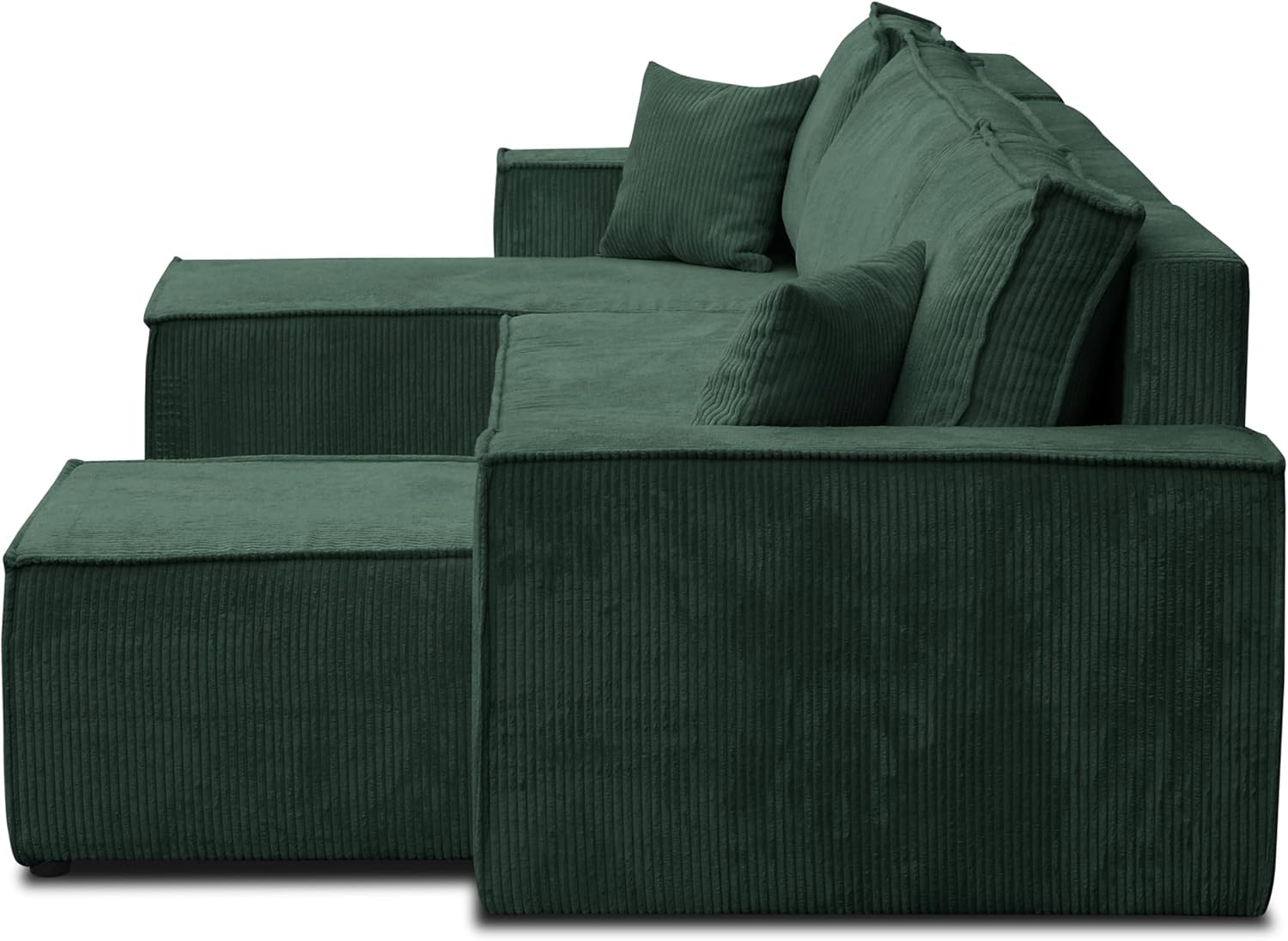 Hugo U-Form Ecksofa mit Schlaffunktion und Bettkasten, Sofa Eckcouch U Form Schlafsofa (Grün)