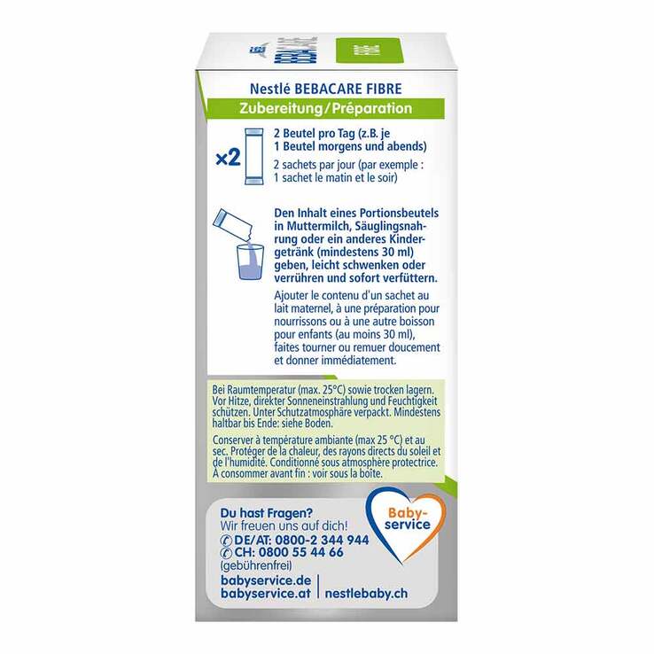Nestle Bebacare Fibre Pulver Portionsbeutel , 20X2.2 g