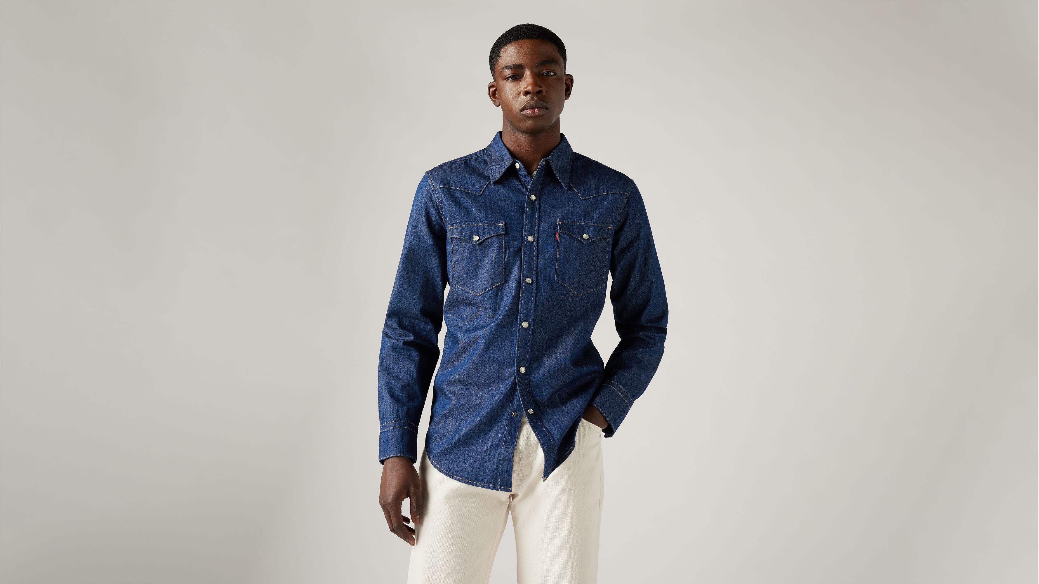 Chemise Barstow Western - Red Cast Rinse Marbled - Bleu