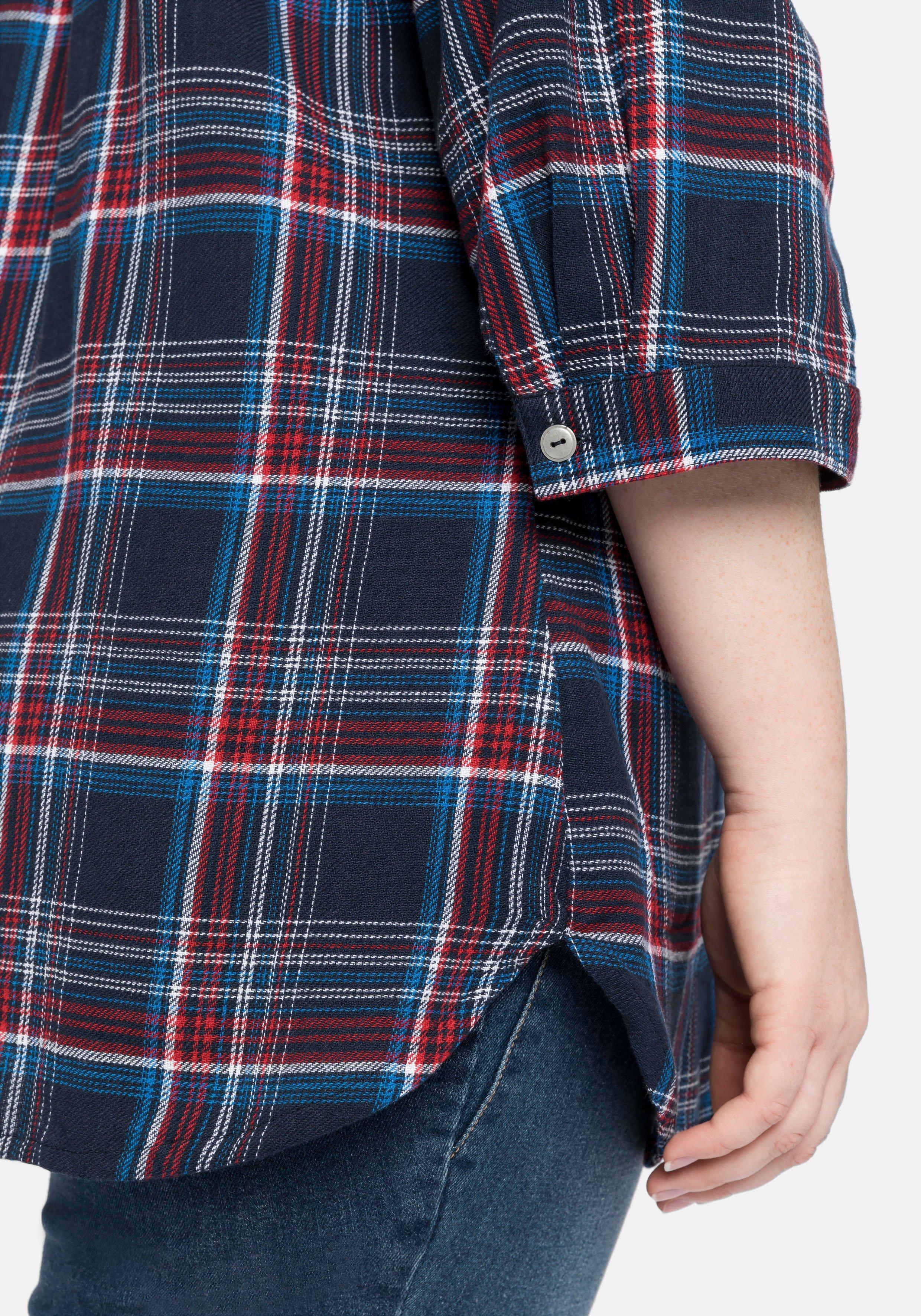 Bluse mit Karomuster und 3/4-Arm