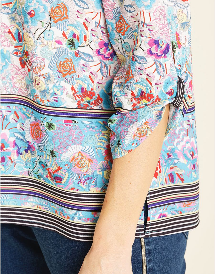 Blouse imprimée bleue