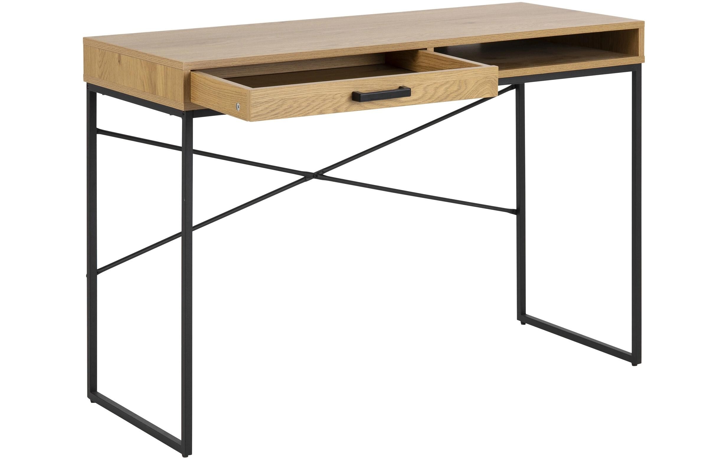 Tisch Seaford, Schwarz matt / Wildeiche matt<br>Bürotisch im modernen Industriestil
