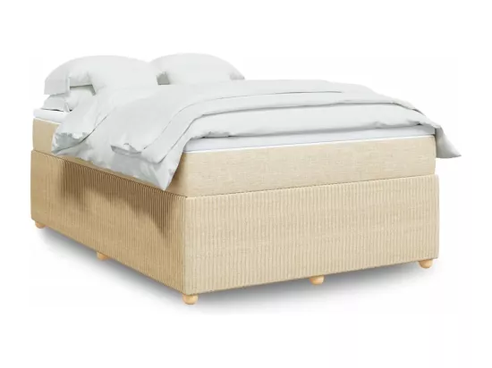 Sommier à lattes de lit avec matelas Crème 140x190 cm Tissu