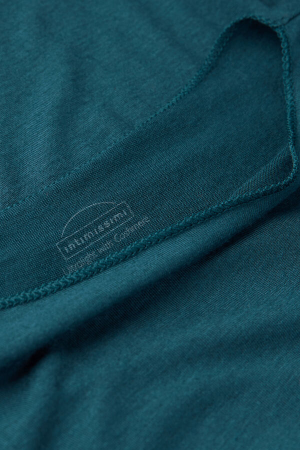 Camiseta de manga comprida ultraleve com decote canoa em cashmere modal