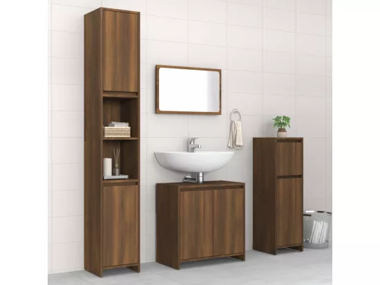Ensemble de meubles de salle de bain 4 pcs Chêne marron
