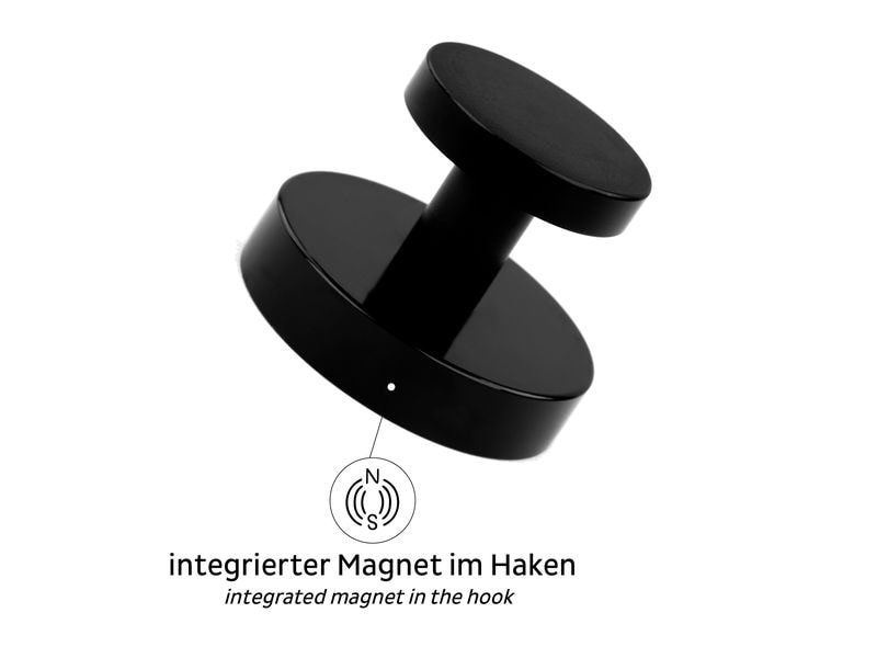 Silwy Magnet-Haken 1 Stück, Schwarz Haftmagnet
