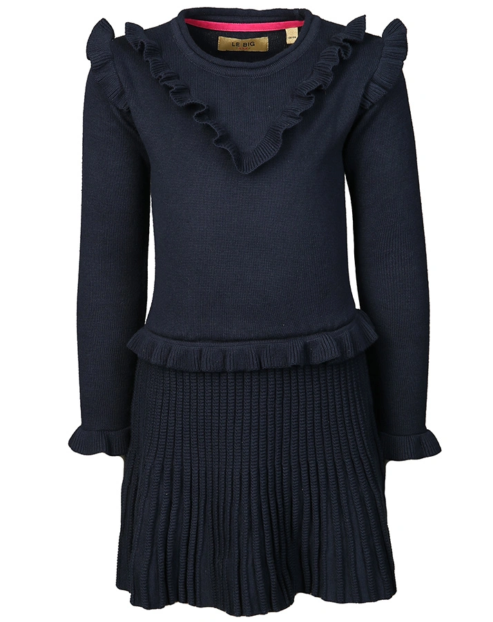 Strick-Kleid TYA mit Rüschen in dunkelblau