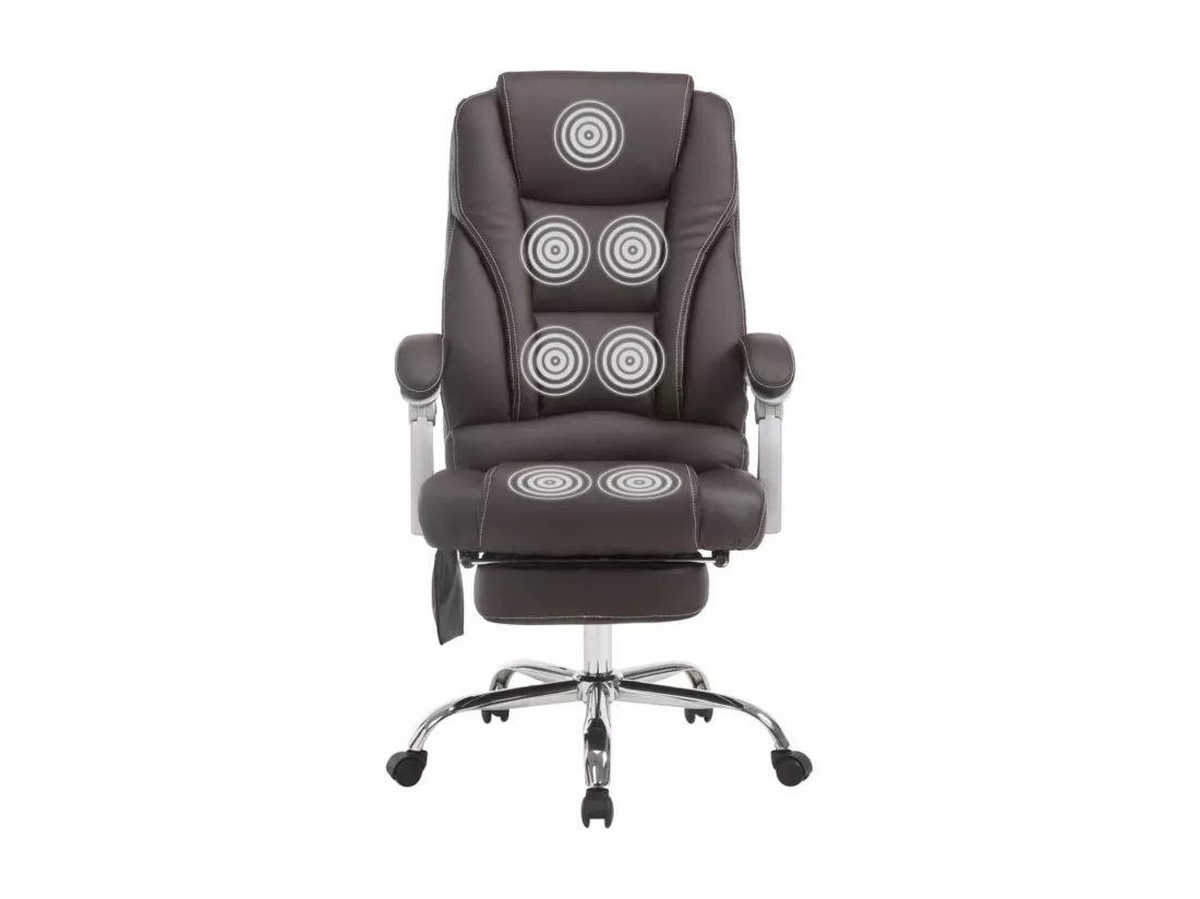 Chaise de bureau - Similicuir & Noyer - Marron - Pacific