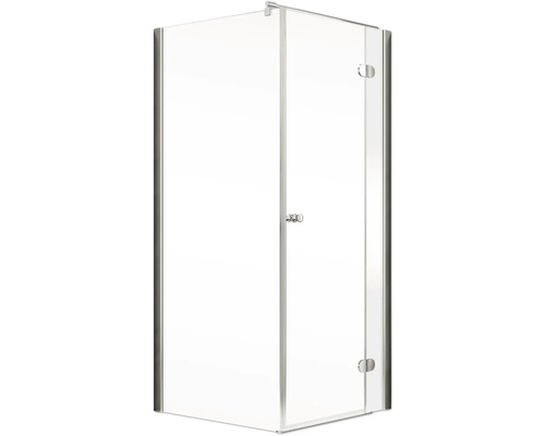 Douchedeur met zijpaneel en draaideur SCHULTE MasterClass ExpressPlus 90 x 90 cm, chroomprofiel, helder glas, vuilafstotende glascoating, deur rechtsdraaiend, zijpaneel linksdraaiend