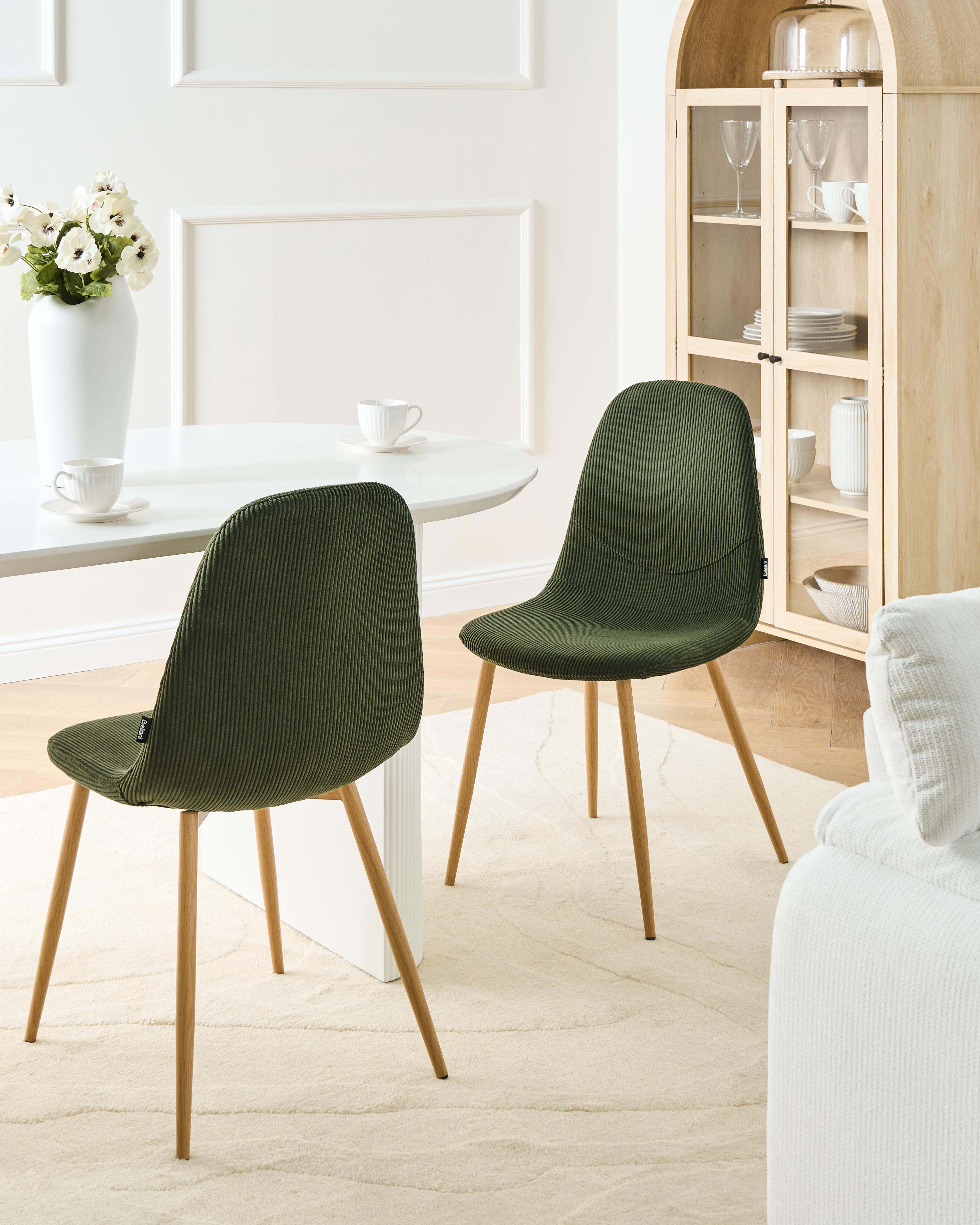 Set van 2 eetkamerstoelen HILDEN Corduroy Groen