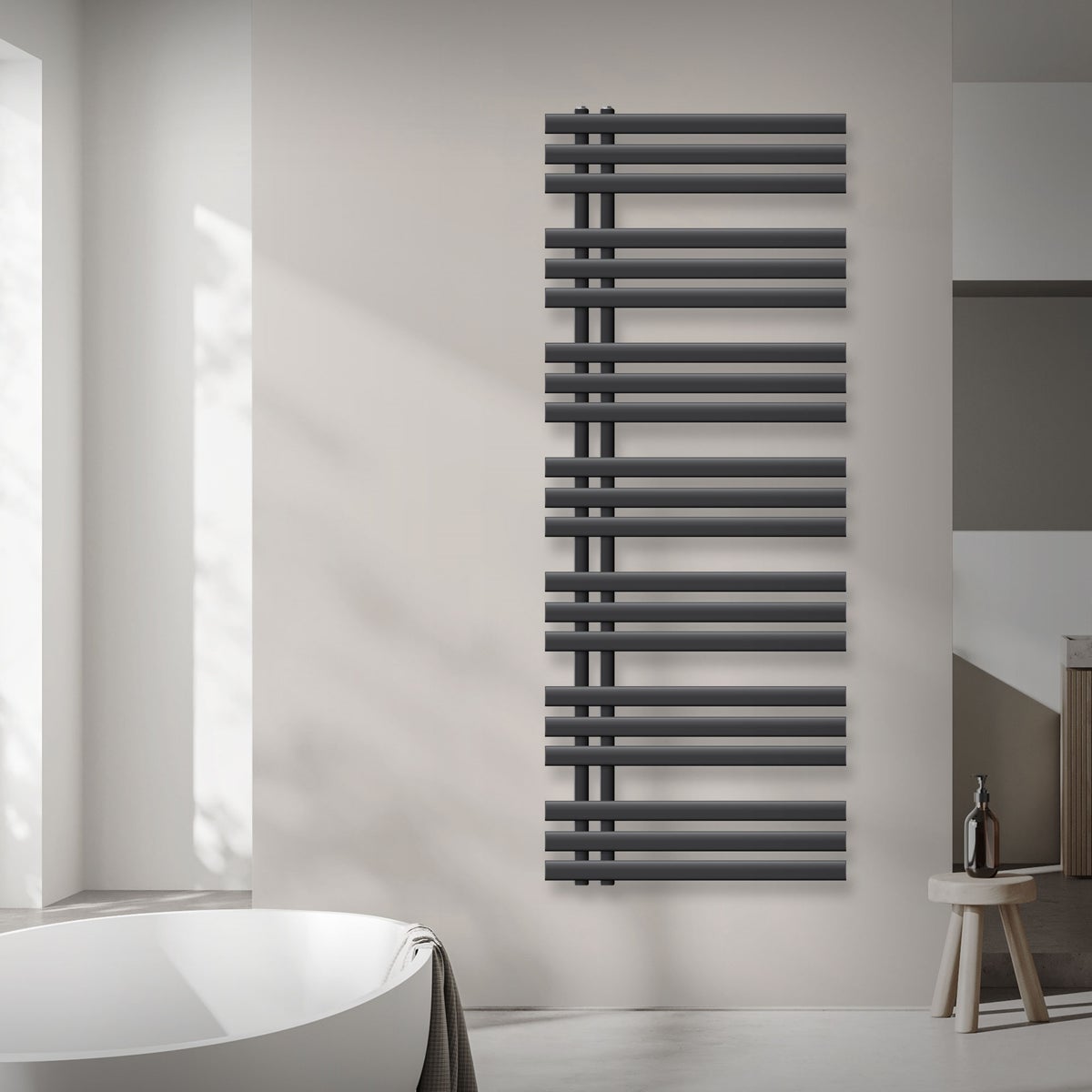 ECD Germany Iron EM Design Elektrische Badkamerradiator met Verwarmingselement 1200 W - 600 x 1600 mm - Antraciet - Designradiator Paneelradiator Handdoekwarmer Handdoekdroger