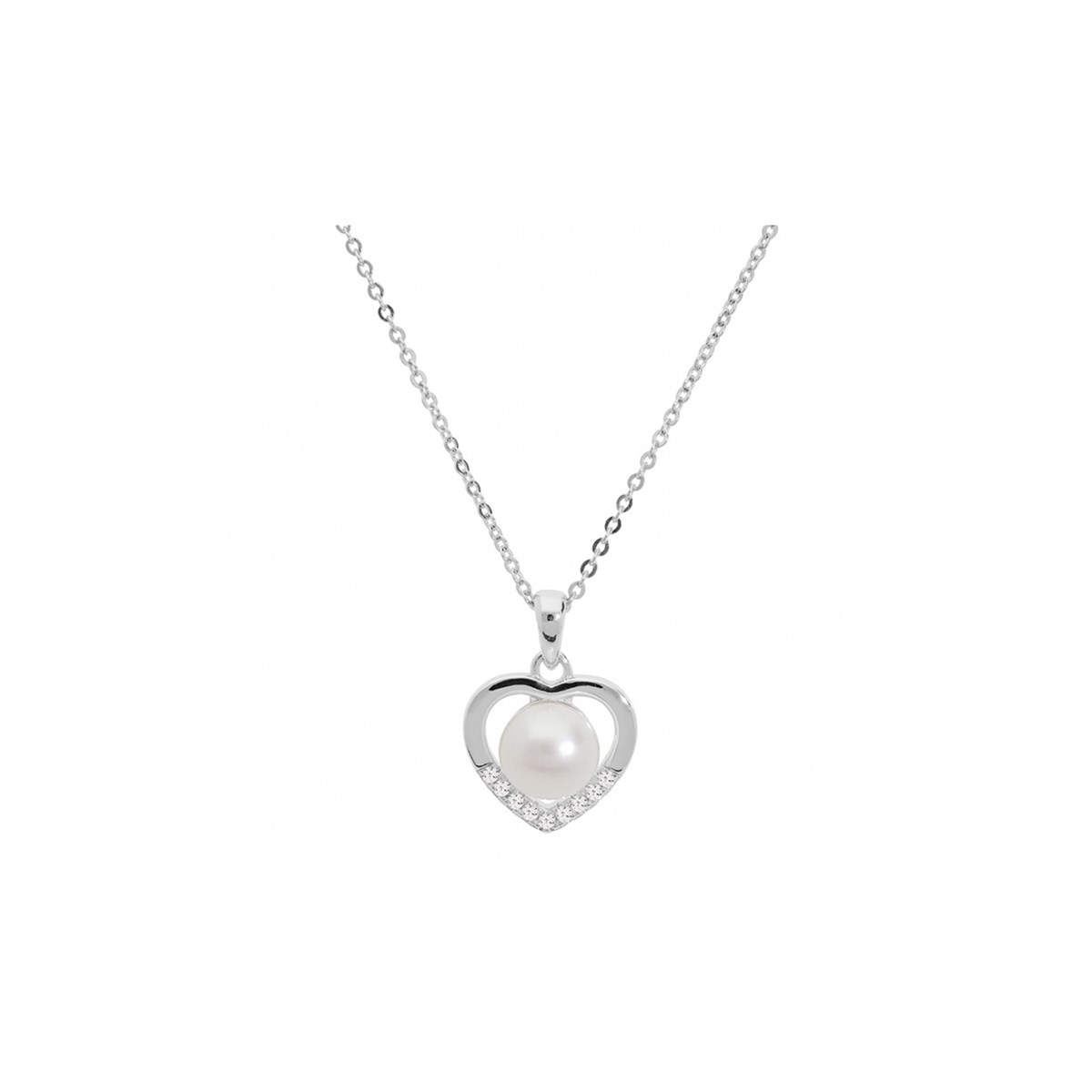 Collier coeur Argent - Perle d'eau douce