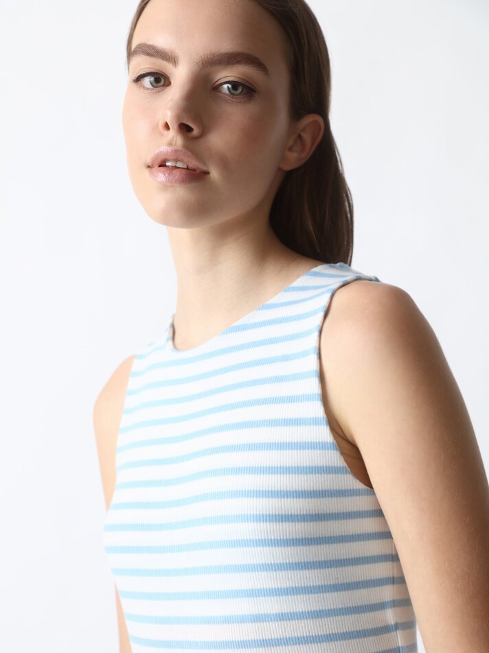 Body listrado - Branco/turquesa