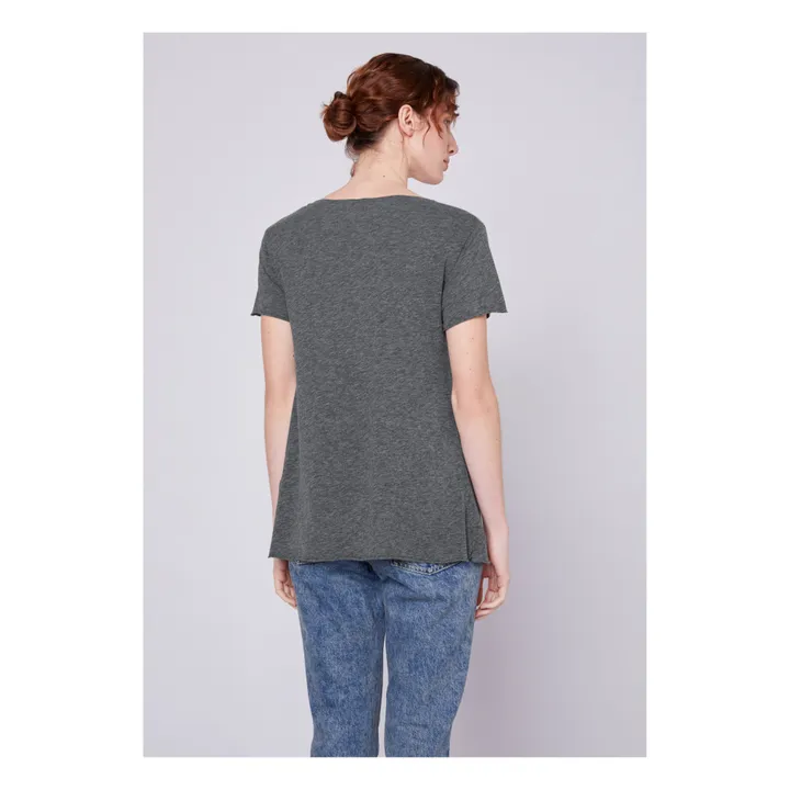American Vintage T-shirt Col V Jacksonville | Gris anthracite chiné