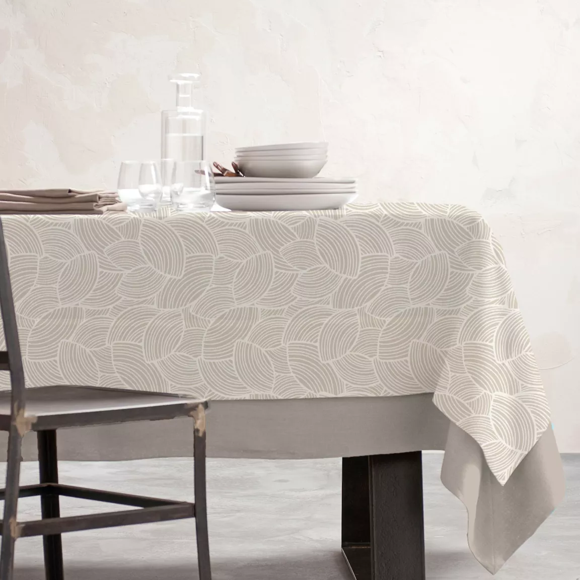 Nappe rectangulaire coton enduit (150 x 250 cm) Sarah Beige
